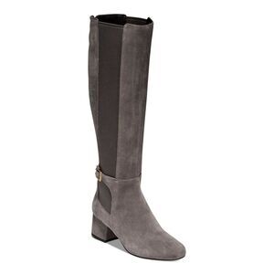 COLE HAAN Womens Gray Panel Avani Round Toe Block Heel Riding Boot 7.5 B